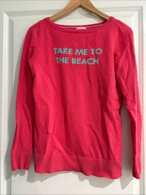 Lilly Pulitzer Take Me To The Beach Coral Sweater sz M medium